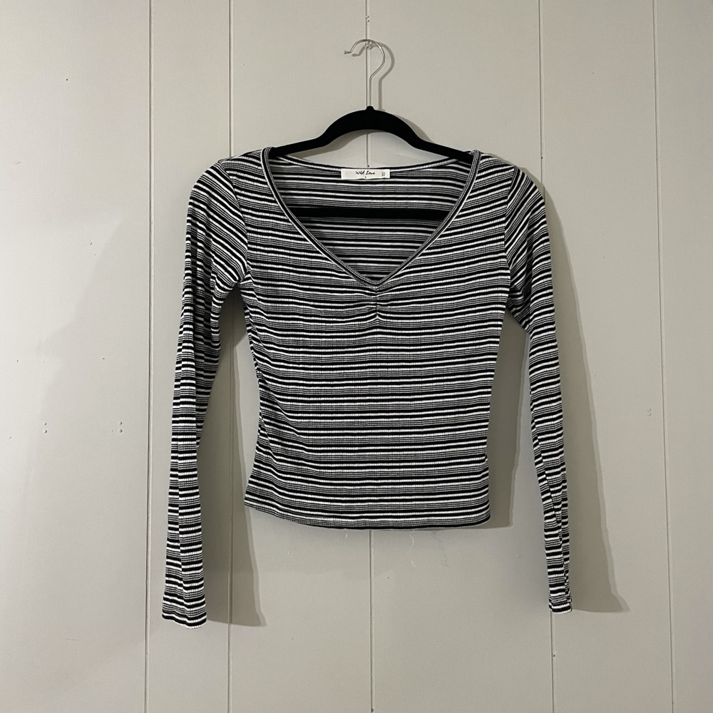 Wild Love Striped Long Sleeve Crop Top Size Small 90s Style